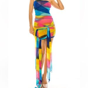 Colorful Striped Women's Swim Cover-Up